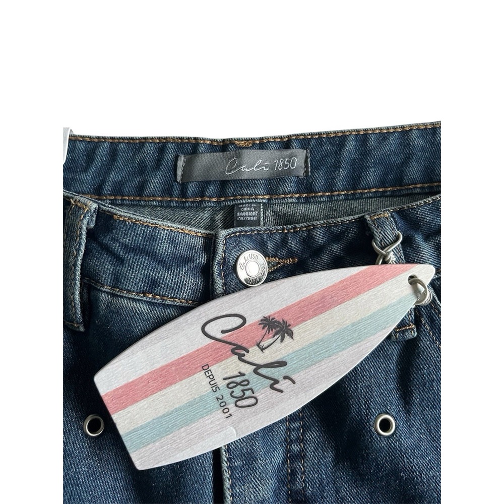 NWT Cali 1850 Women's Grommet Wide Leg Blue Denim Jeans Size 7/28 (31x30) - Picture 5 of 9